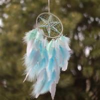 Fashion Dream Catcher, Feather, with Cotton Thread & Plastic & Iron, for home and office & hollow, mixed colors 