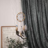 Fashion Dream Catcher, Feather, with Cotton Thread & Wood & Plastic & Iron, for home and office & hollow, mixed colors 