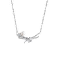 Cubic Zirconia Micro Pave Sterling Silver Necklace, 925 Sterling Silver, with Freshwater Pearl, with 2.36inch extender chain, fashion jewelry & micro pave cubic zirconia & for woman Approx 14.17 Inch 