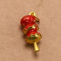 Zinc Alloy Enamel Pendants, gold color plated, DIY, red 