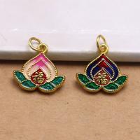 Zinc Alloy Enamel Pendants, Peach, gold color plated, DIY, multi-colored 