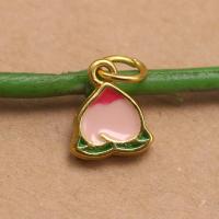 Zinc Alloy Enamel Pendants, Peach, gold color plated, DIY, pink 