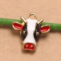 Zinc Alloy Enamel Pendants, Cow, gold color plated, DIY, mixed colors 