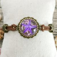 Harz Armbänder, mit Seestern & PU Leder, Vintage & unisex, gemischte Farben, resin size 25x12mm, Länge:ca. 6-8 ZollInch, verkauft von PC