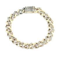 Cubic Zirconia Micro Pave Brass Bracelet, gold color plated, fashion jewelry & Unisex & micro pave cubic zirconia, nickel, lead & cadmium free Approx 23 cm 