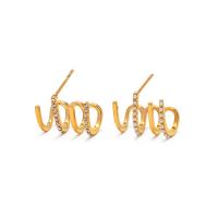 Stainless Steel Rhinestone Stud Earring, 304 Stainless Steel, 18K gold plated, fashion jewelry & for woman & with rhinestone, golden 