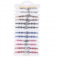 Evil Eye Jewelry Bracelet, Zinc Alloy, with Knot Cord & Paper & Resin, silver color plated, Adjustable & fashion jewelry & for woman & enamel & with rhinestone, mixed colors Approx 18 cm 