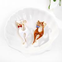 Zinc Alloy Jewelry Brooch, Cat, for woman & enamel & with rhinestone 