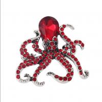 Broche de diamantes de imitación de la aleación de Zinc, Pulpo, chapado en color de plata, Joyería & con diamantes de imitación, más colores para la opción, 34x32mm, Vendido por UD