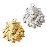 Stainless Steel Animal Pendants, 304 Stainless Steel, Lion, plated, DIY Approx 2.5mm 