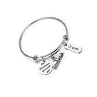 Stainless Steel Charm Bracelet, 304 Stainless Steel, Adjustable & fashion jewelry, Round 65MM 