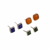 Sterling Silver Stud Earring, 925 Sterling Silver, with Natural Stone & for woman 