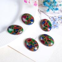 Cabochons en pierres précieuses, Pierre cloisonnée, ovale plat, poli, DIY & normes différentes pour le choix, couleurs mélangées, Vendu par PC