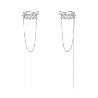 Silver Earring Zircon pavent Sterling, Argent sterling 925, avec Shell Pearl, bijoux de mode & différents matériaux pour le choix & pavé de micro zircon & pour femme, Vendu par paire