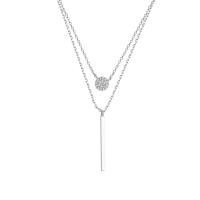 Cubic Zirconia Micro Pave Sterling Silver Necklace, 925 Sterling Silver, with 1.97inch extender chain, plated, Double Layer & fashion jewelry & micro pave cubic zirconia & for woman Approx 15.74 Inch 