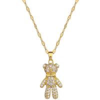 Collier de bijoux de titane, Acier titane, avec laiton, avec 1.97inch chaînes de rallonge, ours, Placage, bijoux de mode & pour femme & avec strass, doré Environ 15.75 pouce, Vendu par brin