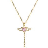 Collier de bijoux de titane, Acier titane, avec 1.97inch chaînes de rallonge, bijoux de mode & pour femme & avec strass, doré Environ 15.75 pouce, Vendu par brin