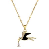 Collier de bijoux de titane, Acier titane, avec laiton, avec 1.97inch chaînes de rallonge, Hirondelle, bijoux de mode & pour femme & avec strass, doré Environ 15.75 pouce, Vendu par brin