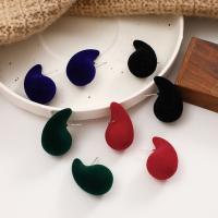 Fluffy Pom Pom Earrings, Zinc Alloy, with Flocking Fabric, Teardrop, fashion jewelry & for woman 