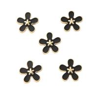 Hair Barrette Finding, Zinc Alloy, Flower, gold color plated, DIY & enamel, black, 19mm 