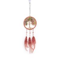 Fashion Dreamcatcher, Feder, mit Natürlicher Kies & Lederband & Eisen, Baum, handgemacht, für Zuhause und Büro, Rosa, 420mm, verkauft von PC