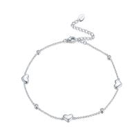 Мода ювелирные изделия anklet, Серебро 925 пробы, с 4CM наполнитель цепи, Сердце, Другое покрытие, инкрустированное микро кубического циркония & Женский, Много цветов для выбора, длина:Приблизительно 21.5 см, продается PC