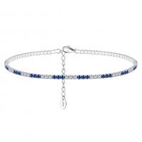 Fashion Jewelry Anklet, argent sterling 925, avec 5CM chaînes de rallonge, Placage, pavé de micro zircon & pour femme, couleur platine Environ 21 cm, Vendu par PC