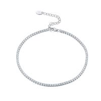 Мода ювелирные изделия anklet, Серебро 925 пробы, с 4CM наполнитель цепи, Другое покрытие, инкрустированное микро кубического циркония & Женский, платиновый цвет, длина:Приблизительно 21 см, продается PC