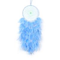 Fashion Dreamcatcher, Feder, mit Lederband & Kunststoff & Eisen, handgemacht, für Zuhause und Büro & verschiedene Stile für Wahl, blau, 600mm, verkauft von PC