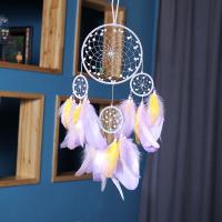 Fashion Dreamcatcher, Feder, mit Baumwollfaden & Lederband & Kunststoff & Eisen, handgemacht, für Zuhause und Büro, gemischte Farben, 550mm, verkauft von PC