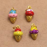 Zinc Alloy Enamel Pendants, Ice Cream, gold color plated, DIY 