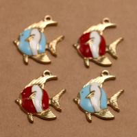 Zinc Alloy Enamel Pendants, Fish, gold color plated, DIY 