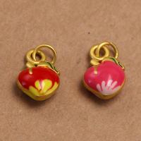 Zinc Alloy Enamel Pendants, Peach, gold color plated, DIY 