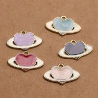 Zinc Alloy Enamel Pendants, Heart, gold color plated, DIY 