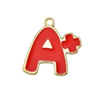 Zinc Alloy Enamel Pendants, Letter A, plated, DIY, red 