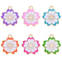 Zinc Alloy Enamel Pendants, Flower, plated, DIY 