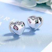 Cubic Zircon Brass Earring, with Cubic Zirconia, Heart, plated, fashion jewelry & for woman mm 