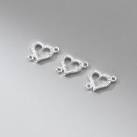 Sterling Silver Charm Connector, 925 Sterling Silver, Heart, plated, DIY & micro pave cubic zirconia 