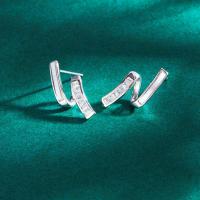 Pendiente de plata cubic zirconia Micro Pave Sterling, Plata de ley 925, Joyería & micro arcilla de zirconia cúbica & para mujer, Stud size:17x2mm, Vendido por Par