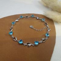 Sterling Silver Bracelets, 925 Sterling Silver, with Topaze, fashion jewelry 