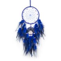 Fashion Dreamcatcher, Feder, mit Natürlicher Kies & Lederband & Kunststoff & Messing & Eisen, handgemacht, für Zuhause und Büro & verschiedene Stile für Wahl, blau, 630mm, verkauft von PC