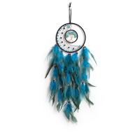 Fashion Dreamcatcher, Feder, mit Lederband & Holz & Messing & Eisen, Baum des Lebens, handgemacht, für Zuhause und Büro & verschiedene Stile für Wahl, blau, 600mm, verkauft von PC