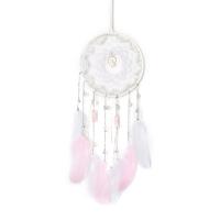 Fashion Dreamcatcher, Feder, mit Caddice & Kunststoff & Eisen, handgemacht, für Zuhause und Büro, weiß, 580mm, verkauft von PC