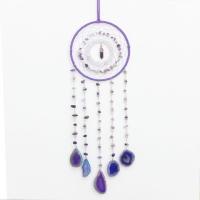 Mode Dreamcatcher, Gravier naturel, avec cordon en cuir & Agate & fer, fait à la main, pour la maison et le bureau, violet, 550mm, Vendu par PC