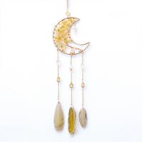 Mode Dreamcatcher, Agate, avec Gravier naturel & laiton, lune, fait à la main, pour la maison et le bureau, plus de couleurs à choisir, 450mm, Vendu par PC