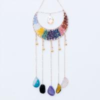 Mode Dreamcatcher, Gravier naturel, avec Agate & cristal & laiton, lune, fait à la main, pour la maison et le bureau, multicolore, 520mm, Vendu par PC