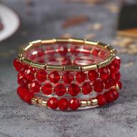 Glass Jewelry Beads Bracelets, Glass Beads, with Plastic & Zinc Alloy & Acrylic, plated, fashion jewelry & Unisex 