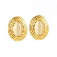 Edelstein Ohrstecker, 304 Edelstahl, mit Naturstein, oval, 18K vergoldet, Modeschmuck & für Frau, keine, 16x20mm, verkauft von Paar