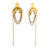 Stainless Steel Drop Earring, 316L Stainless Steel, 18K gold plated, fashion jewelry & for woman, golden 