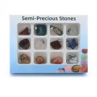 Gemstone Decoration, with paper box, polished, 12 pieces & DIY & mixed, mixed colors 